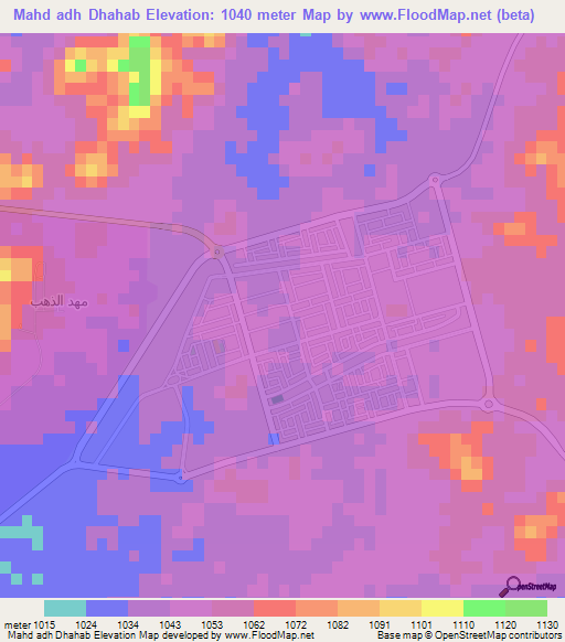 Mahd adh Dhahab,Saudi Arabia Elevation Map