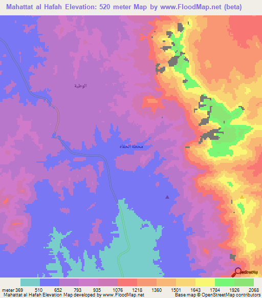 Mahattat al Hafah,Saudi Arabia Elevation Map