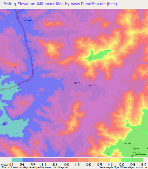 Mafruq,Saudi Arabia Elevation Map