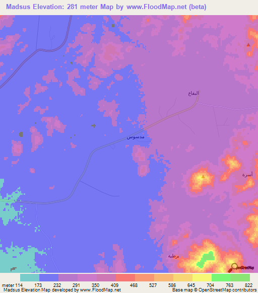 Madsus,Saudi Arabia Elevation Map