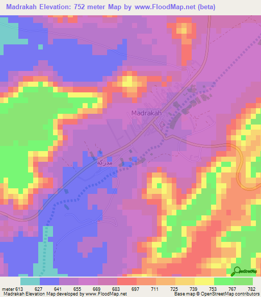 Madrakah,Saudi Arabia Elevation Map