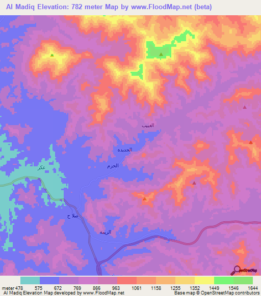 Al Madiq,Saudi Arabia Elevation Map