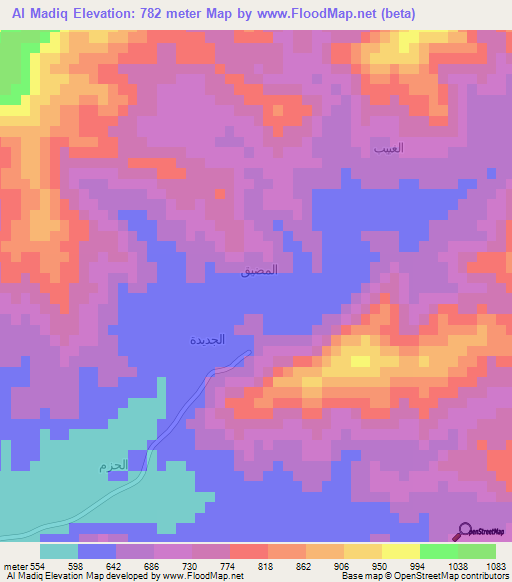 Al Madiq,Saudi Arabia Elevation Map