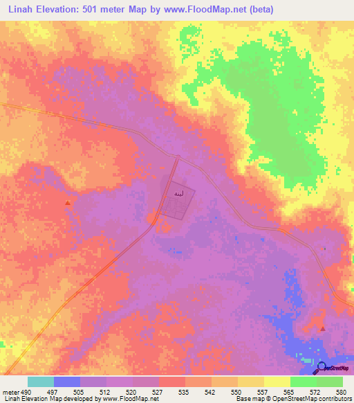 Linah,Saudi Arabia Elevation Map