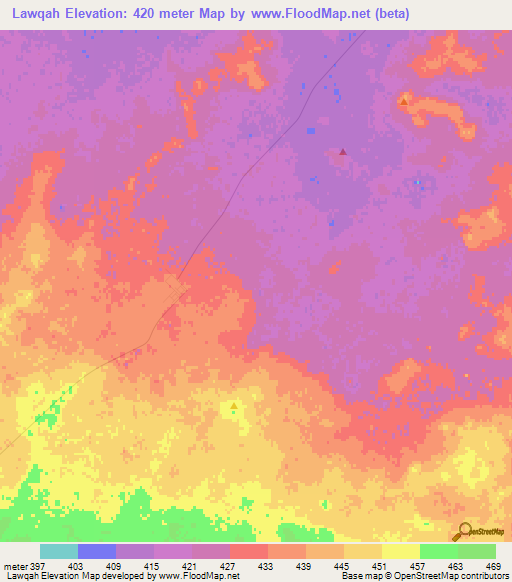 Lawqah,Saudi Arabia Elevation Map