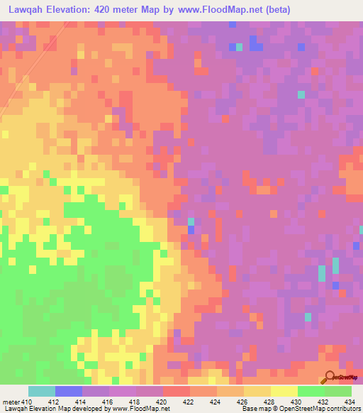 Lawqah,Saudi Arabia Elevation Map