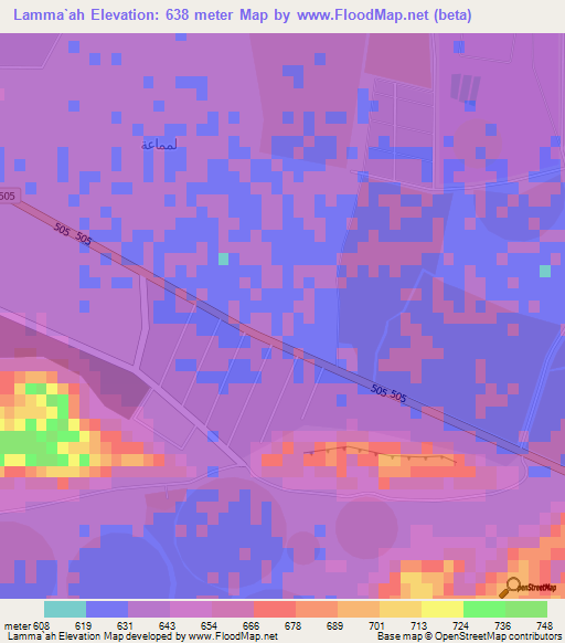 Lamma`ah,Saudi Arabia Elevation Map