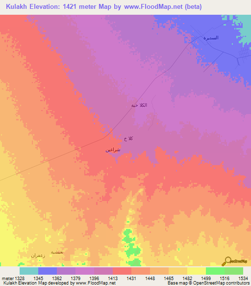 Kulakh,Saudi Arabia Elevation Map