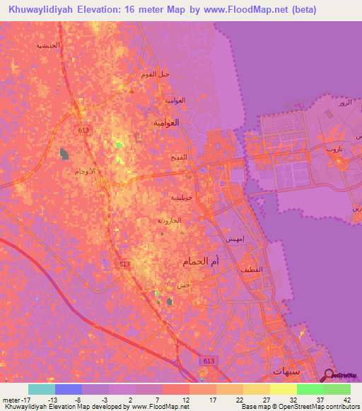 Khuwaylidiyah,Saudi Arabia Elevation Map