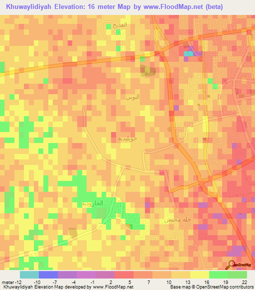 Khuwaylidiyah,Saudi Arabia Elevation Map