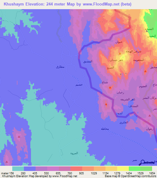 Khushaym,Saudi Arabia Elevation Map