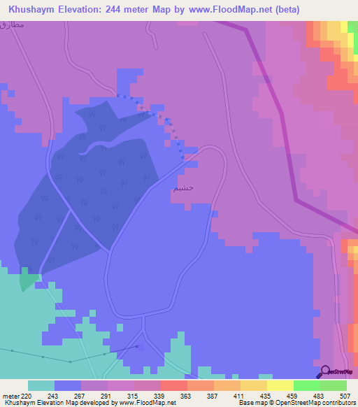 Khushaym,Saudi Arabia Elevation Map