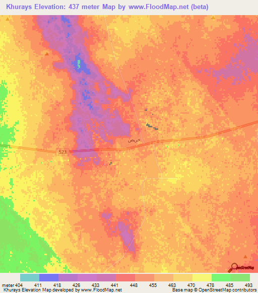 Khurays,Saudi Arabia Elevation Map