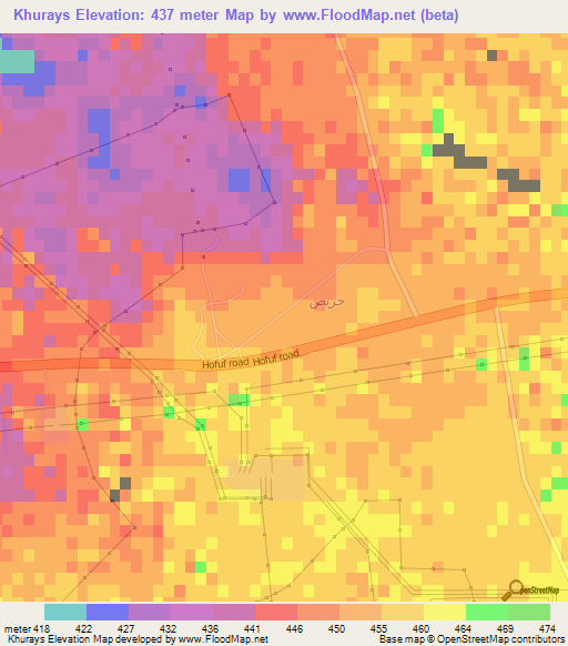 Khurays,Saudi Arabia Elevation Map