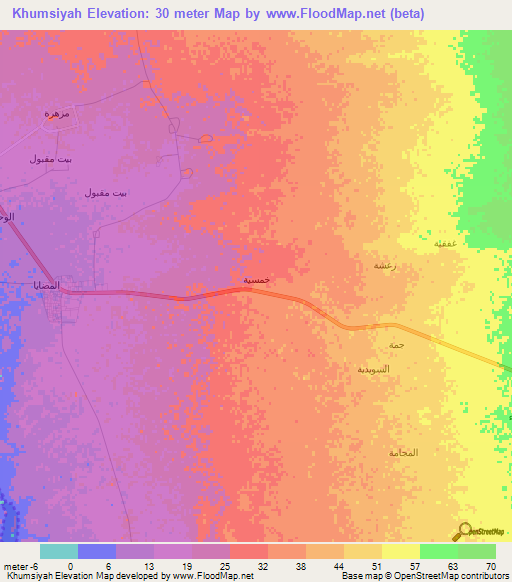 Khumsiyah,Saudi Arabia Elevation Map