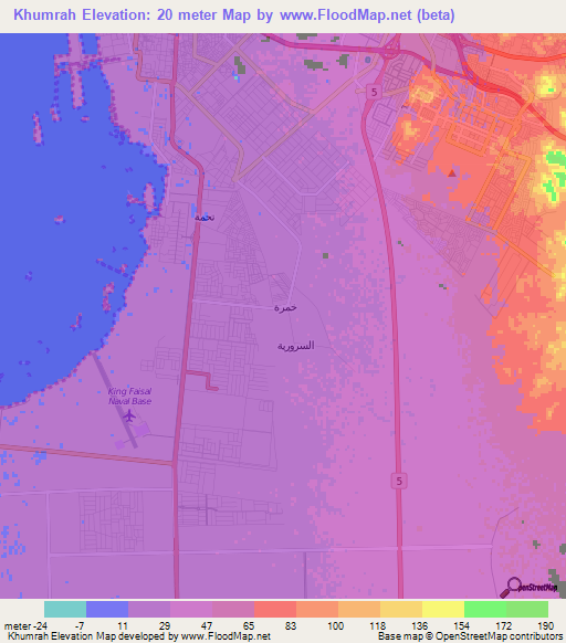 Khumrah,Saudi Arabia Elevation Map