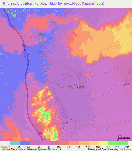 Khulays,Saudi Arabia Elevation Map