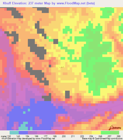 Khuff,Saudi Arabia Elevation Map