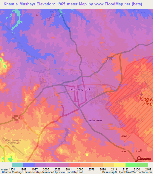 Khamis Mushayt,Saudi Arabia Elevation Map