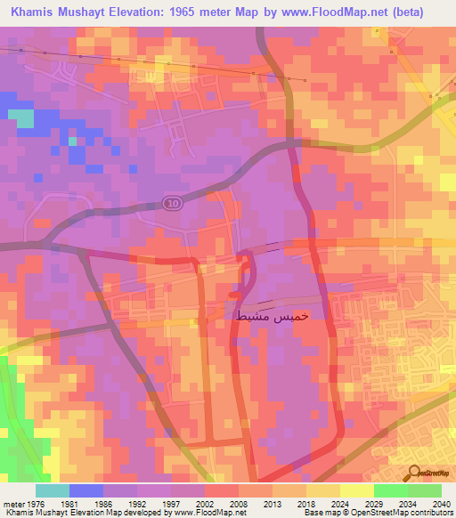 Khamis Mushayt,Saudi Arabia Elevation Map