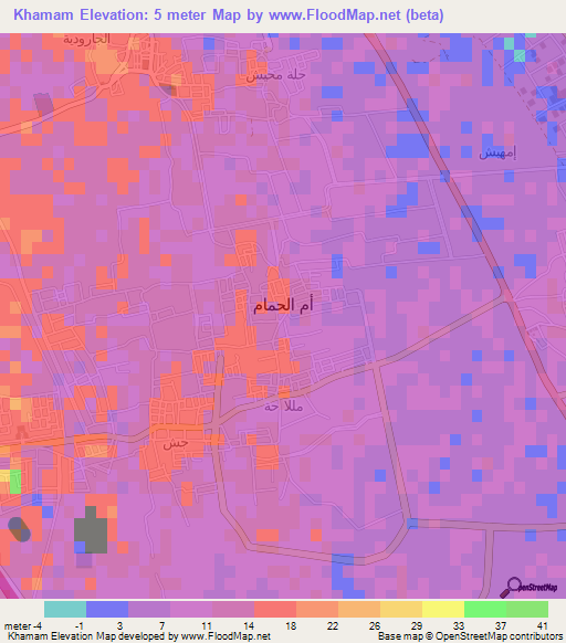 Khamam,Saudi Arabia Elevation Map