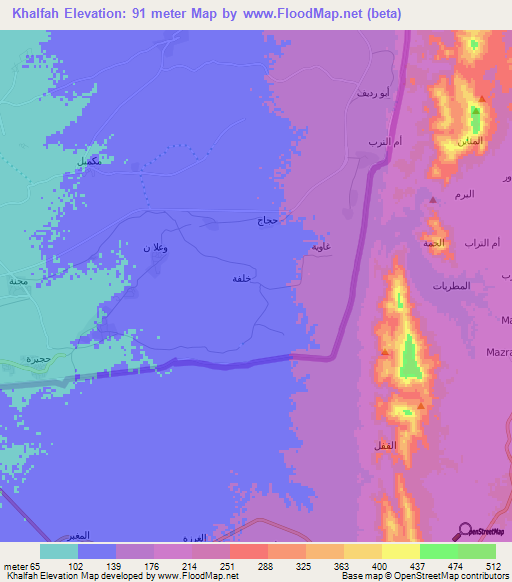 Khalfah,Saudi Arabia Elevation Map