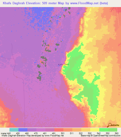 Khafs Daghrah,Saudi Arabia Elevation Map