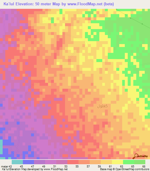 Ka`lul,Saudi Arabia Elevation Map