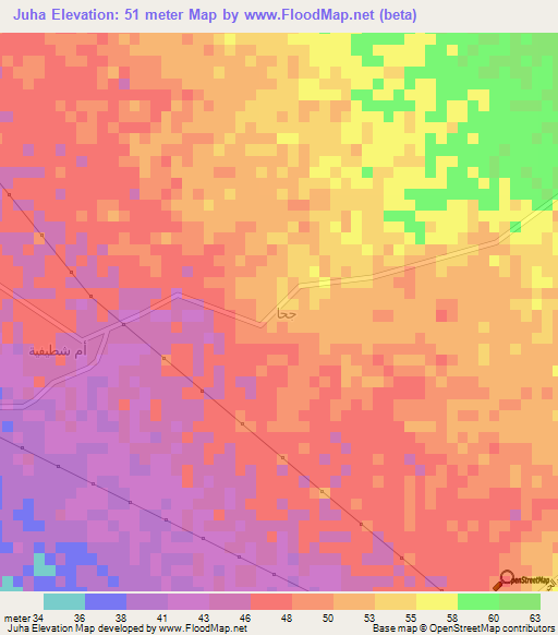 Juha,Saudi Arabia Elevation Map