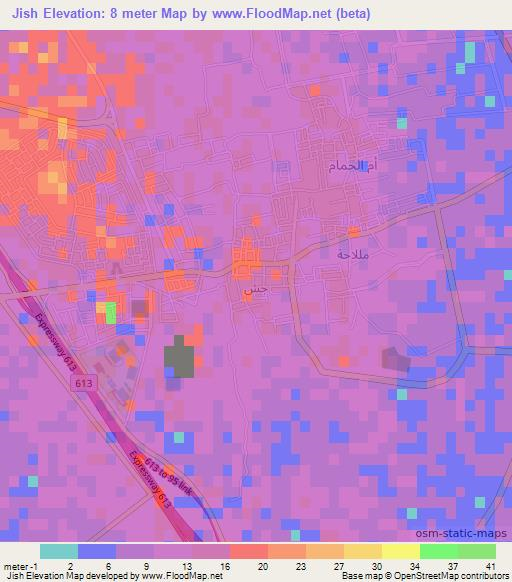 Jish,Saudi Arabia Elevation Map