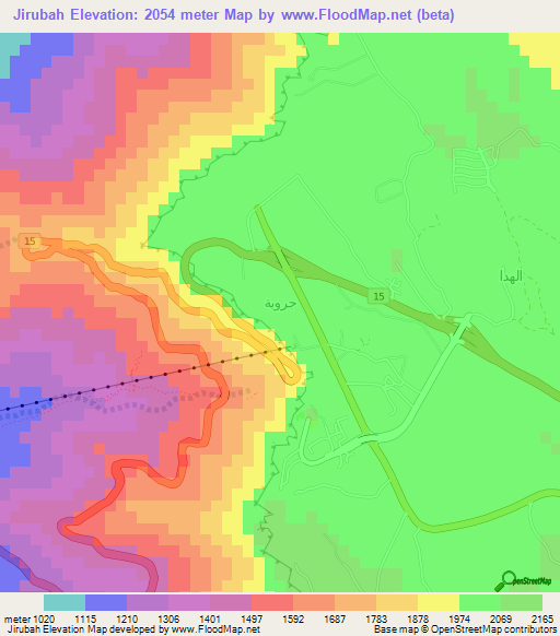 Jirubah,Saudi Arabia Elevation Map