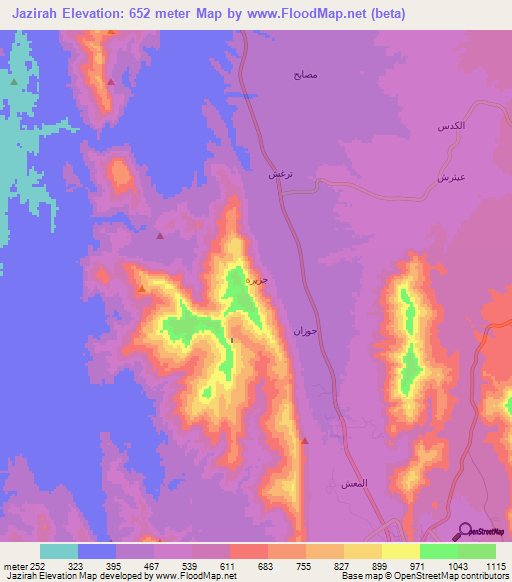 Jazirah,Saudi Arabia Elevation Map