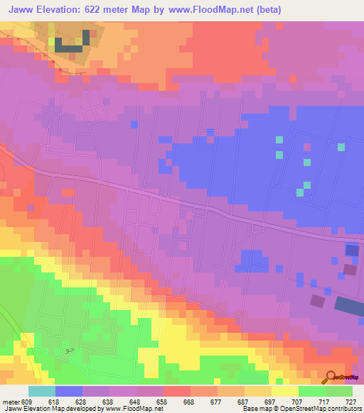 Jaww,Saudi Arabia Elevation Map