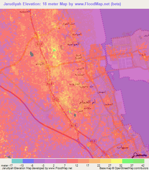 Jarudiyah,Saudi Arabia Elevation Map