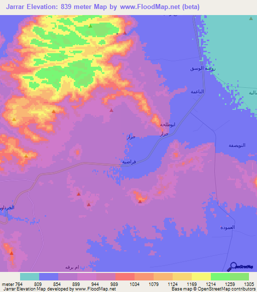 Jarrar,Saudi Arabia Elevation Map