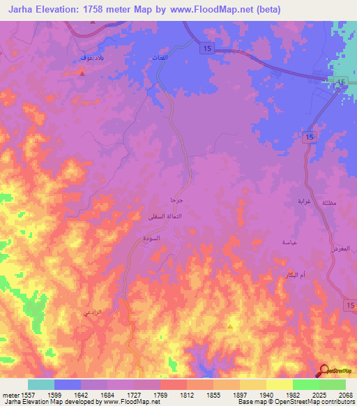 Jarha,Saudi Arabia Elevation Map