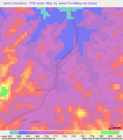 Jarha,Saudi Arabia Elevation Map