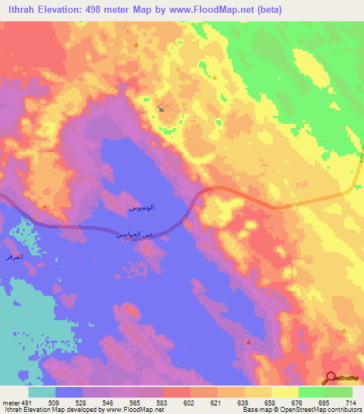 Ithrah,Saudi Arabia Elevation Map