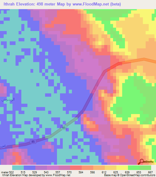 Ithrah,Saudi Arabia Elevation Map