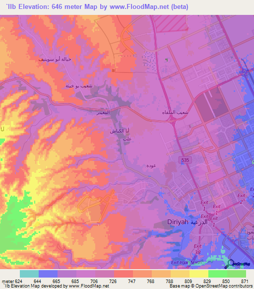 `Ilb,Saudi Arabia Elevation Map