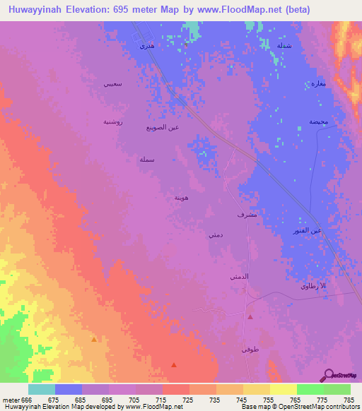 Huwayyinah,Saudi Arabia Elevation Map