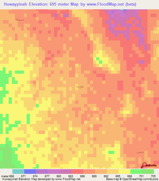 Huwayyinah,Saudi Arabia Elevation Map