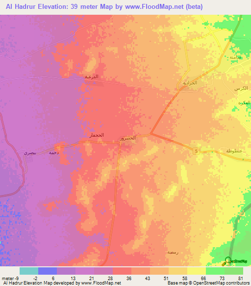 Al Hadrur,Saudi Arabia Elevation Map