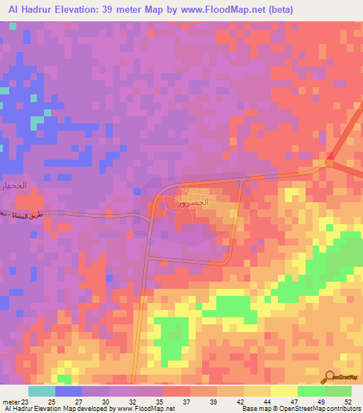 Al Hadrur,Saudi Arabia Elevation Map