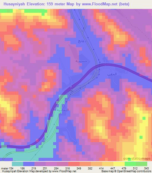 Husayniyah,Saudi Arabia Elevation Map