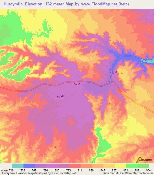 Huraymila',Saudi Arabia Elevation Map