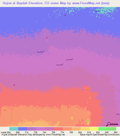 Hujrat al Baydah,Saudi Arabia Elevation Map