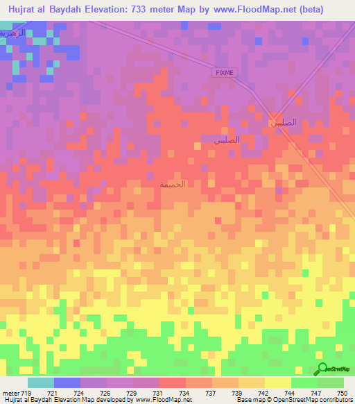 Hujrat al Baydah,Saudi Arabia Elevation Map