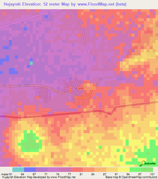 Hujayrah,Saudi Arabia Elevation Map