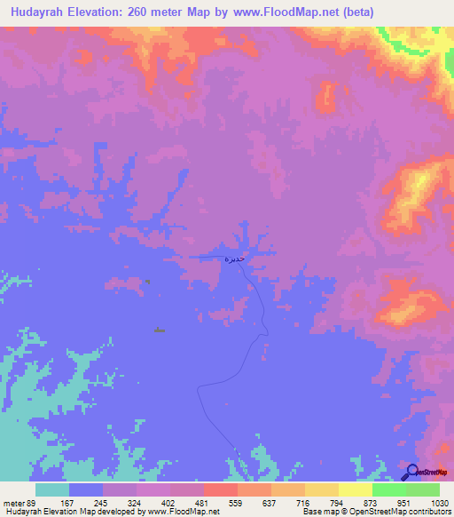 Hudayrah,Saudi Arabia Elevation Map